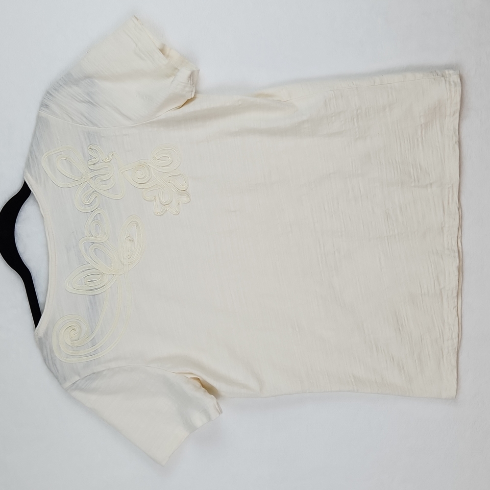 Coral Bay Women's Short Sleeve Top Ivory Size Medium cz108 - Picture 8 of 11